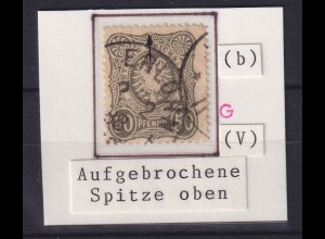 Dt. Reich 50 Pfennig Mi.-Nr. 44 b Plattenfehler V, gestempelt, geprüft BPP