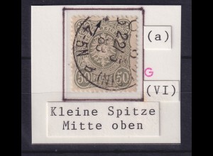 Dt. Reich 50 Pfennig Mi.-Nr. 44 a Plattenfehler VI, gestempelt, geprüft BPP
