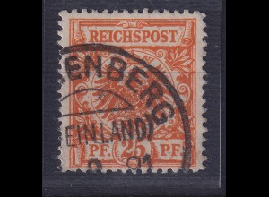 Dt. Reich 25 Pf Krone/Adler Mi.-Nr. 49 a D, gestempelt, geprüft BPP
