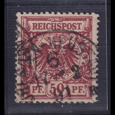 Dt. Reich 50 Pf Krone/Adler Mi.-Nr. 50 a D, kleine Mängel, O, geprüft BPP