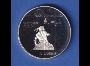 Silbermünze Kanada 1974 Olympiade Montreal 5 Dollar Kanufahrer 24,3g Ag925