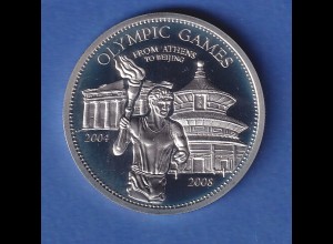 Laos 2008 Silbermünze Olympia Fackellauf 1000 Kip 28,28g, Ag925 PP