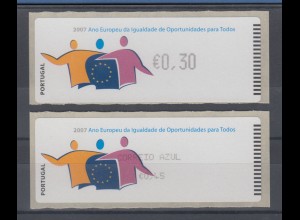 Portugal ATM Chancen 2007 Set 2 ATM ohne und mit AZUL, Mi-Nr. 61.1 und 61.2e