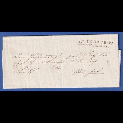 Bayern Vorphila-Brief mit Zweizeiler AUGSBURG 1826