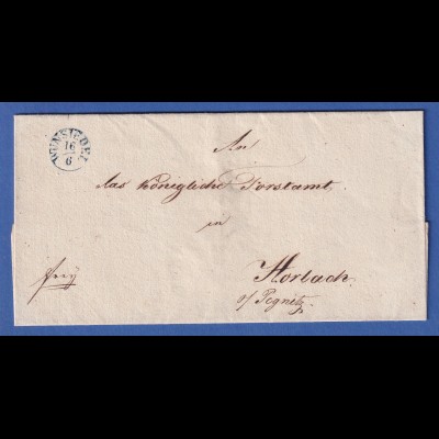 Bayern Vorphila-Brief mit Fingerhutstempel WUNSIEDEL 1835