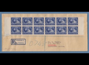 Südwestafrika 1948 Silberhochzeit Mi.-Nr. 258-59 12er-Block auf R-FDC Windhoek