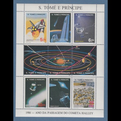 Sao Tomé e Principe 1986 Halleyscher Komet Mi.-Nr. 950-53 Kleinbogen ** 
