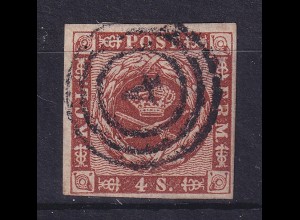 Dänemark 1858 Kroninsignien 4 S braun Mi.-Nr. 7 gestempelt 