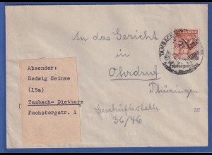 SBZ Bezirkshandstempel Bezirk 16 Tambach-Dietharz 24 Pfg EF a. Brief n. Ohrdruf