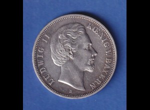 Dt. Kaiserreich Bayern Silbermünze Ludwig II. 5 Mark 1876 D ss-vz