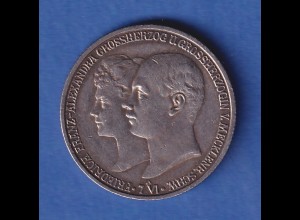 Dt. Kaiserreich Mecklenburg-Schwerin Großherzogspaar Silbermünze 2 Mark 1904