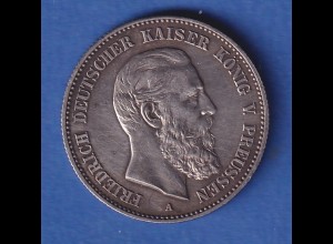 Dt. Kaiserreich Preußen Friedrich III. Silbermünze 2 Mark 1888 A vz! Patina !