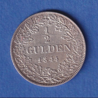 Nassau Silbermünze 1/2 Gulden Herzog Adolph 1844