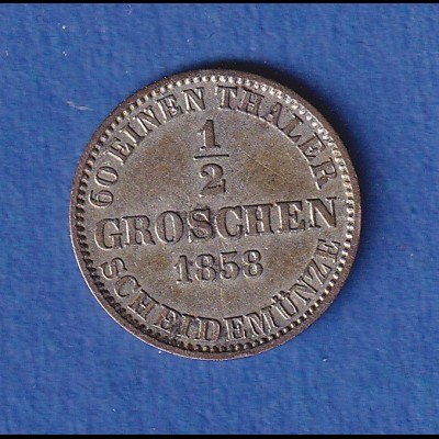 Hannover Silbermünze 1/2 Groschen 1858 ss-vz