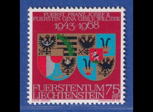 Liechtenstein 1968 Hochzeitstag v. Fürst F. Josef II. Fürstin Gina Mi.-Nr.496 **