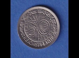 Deutsches Reich Kursmünze 50 Reichspfennig 1928 D