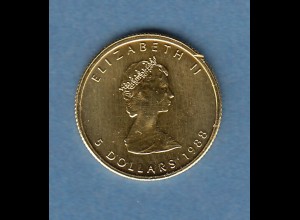 Goldmünze Kanada Maple Leaf 1986 1/10 Unze 999er Gold ANSEHEN !