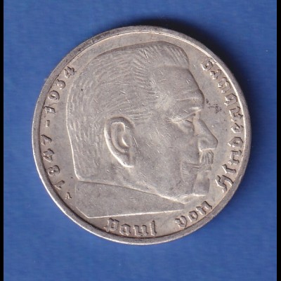 Deutsches Reich Silbermünze 5 Reichsmark Paul v. Hindenburg mit HK 1938 A