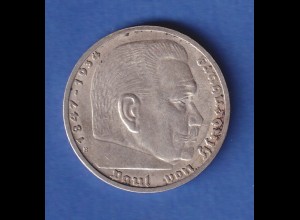 Deutsches Reich Silbermünze 5 Reichsmark Paul v. Hindenburg mit HK 1939 B
