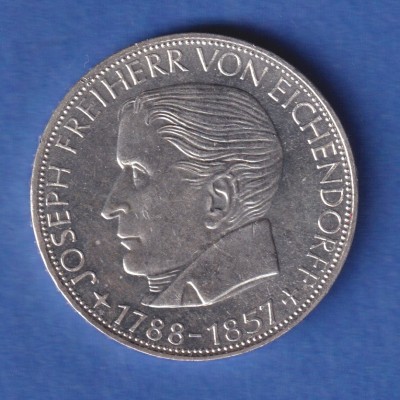  5DM Silber-Gedenkmünze 1957, Joseph Freiherr von Eichendorff STEMPELGLANZ