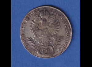 Österreich Habsburg Silbermünze, 20 Kreuzer Franz II. 1802 C