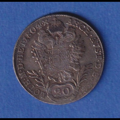 Österreich - Habsburg Silbermünze, 20 Kreuzer Franz II. 1804 F