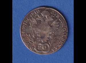 Österreich Habsburg Silbermünze 20 Kreuzer Franz II. 1810 A
