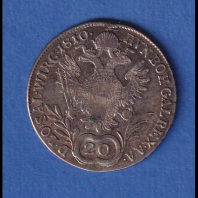 Österreich Habsburg Silbermünze 20 Kreuzer Franz II. 1810 A