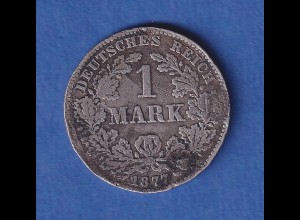 Deutsches Kaiserreich Silber-Kursmünze 1 Mark 1877 B Mängel, selten !