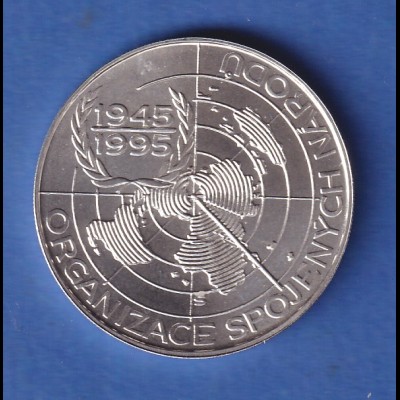 Tschechien 1995 Silbermünze 200 Kronen 50 Jahre Vereinte Nationen stg