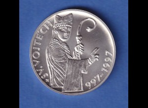 Tschechien 1995 Silbermünze 200 Kronen 1000. Todestag von Adalbert von Prag stg